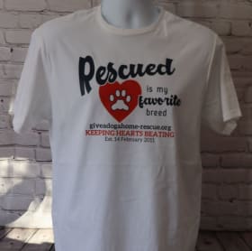 LARGE - White T-shirt - Rescue'd - Navy Font item