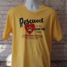 LARGE - Sunset Gold T-shirt - Rescue'd - Navy Font item