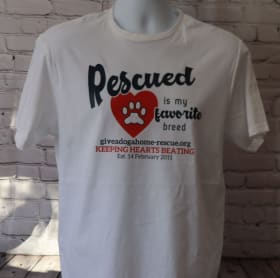 X Large - White T-shirt - Rescue'd - Navy Font item