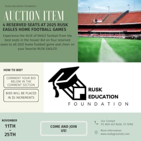 4 Reserved Seats for 2025 Rusk Eagle Home games item