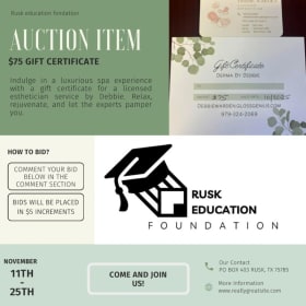 75.00 gift card for facial item