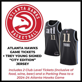 2 ATL Hawks Club Level Tix + Trey Young Signed Jersey item