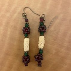 Beaded Earrings- Red/ green/ cream item