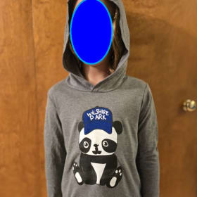 Grey Hooded Long Sleeve w/ student drawn panda item