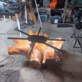 Wooden Coffee Table with Oval Glass Top item