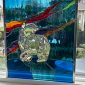 "Polar Knight" Stained Glass Window Hanging. item