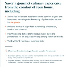 Private Chef Soiree item