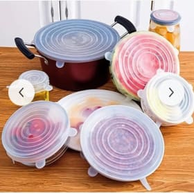 6 pc clear silicone bowl covers item