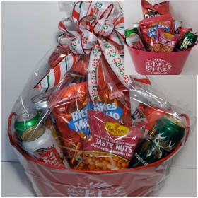 Be Merry Bucket of cheer with beer and snacks item