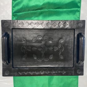 Embossed leather serving tray small item