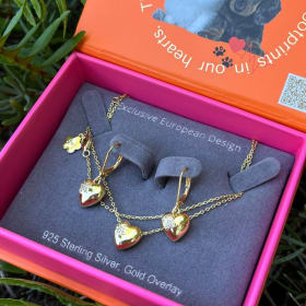 Paw Prints on My Heart Necklace and Earrings Set in Yellow G item