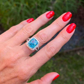 Striking Aquamarine Cocktail Ring in White Gold item