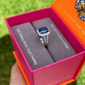 Striking Blue Sapphire Cocktail Ring in White Gold item