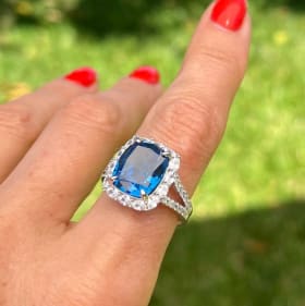 Striking Blue Sapphire Cocktail Ring in White Gold item