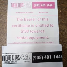 $100 Rental Equipment Gift Certifcate (1/2) item