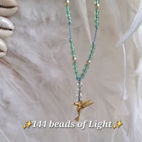 144 beads of light necklace (gold/green) item