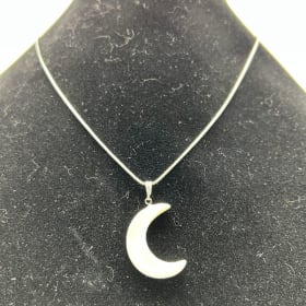 #19 Crescent Moon Ivory Pendant with Sterling Silver Chain item