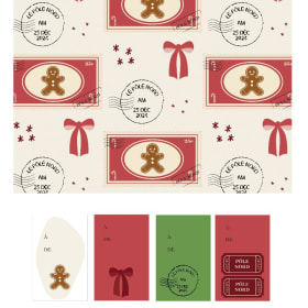 Papier d'emballage cadeau et étiquettes pour noms item