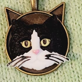 Tuxedo Cat Face Necklace item