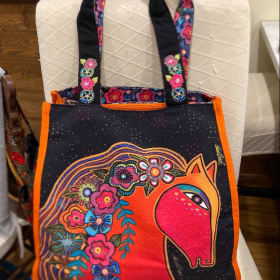 Laurel Burch Colorful horse motif canvas bag item