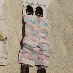 attache mitaine motif arc-en-ciel blanc item