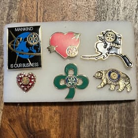 Lot of SIX Unique Rotary Pins item