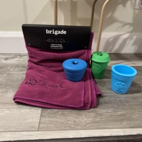 Serviette brodée et 3 jouets pour chiens item