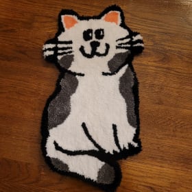 Grey and White Cat Rug item
