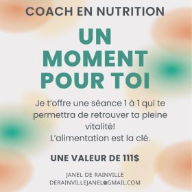 Consultation 1à1 avec coach en nutrition (valeur 111$) item