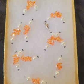 Orange Iridescent Crystal and White Bead Necklace item