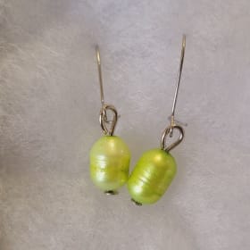 Lime Green Fresh Water Pearl Earrings item
