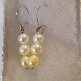White Bead and Light Yellow Freshwater Pearl Earrings item