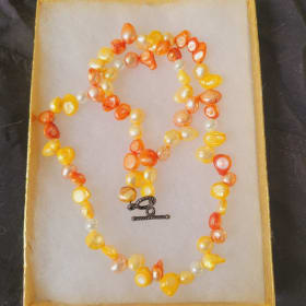 Orange, Yellow, and White Freshwater Pearl Necklace item