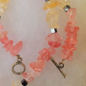 Rose and Yellow Crystal Necklace item