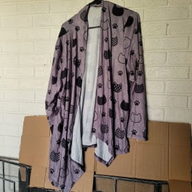 Grey Cat Face and Paw Cardigan - Size XXL item