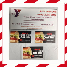 YMCA Gift Certificate & 3 Free Jimmy John's Mini Sandwiches item