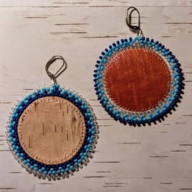 11- "Moon cycle" Beaded Birchbark Earrings item