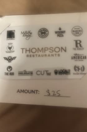 $25 Thompson Restaurant Gift Certificate item