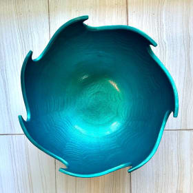 Coppertone "Wave" Bowl with Teal Interior-Louis Colombarini item