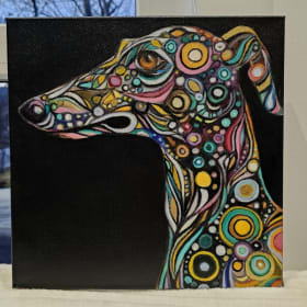 Oeuvre huile sur toile LE LÉVRIER DE KLIMT item