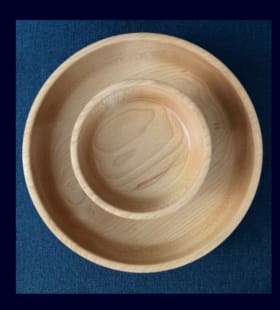 Handcrafted Wooden Chip & Dip Bowl, 9" diameter item