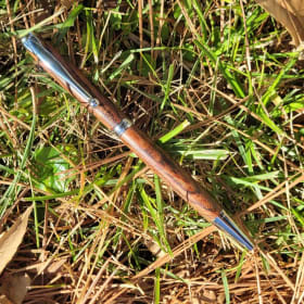 Wood Lathed Pen - Dark Wood with Silver Tips item