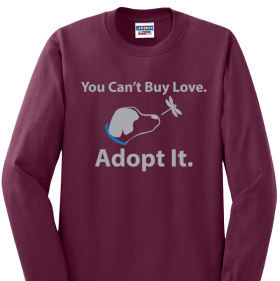 Maroon "You Can't Buy Love, Adopt it" item