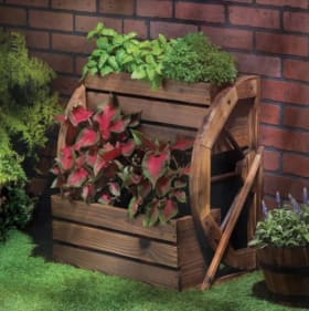 13.Wooden Wagan Wheel Planter - Retail $70 item