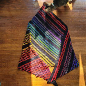 Dark Rainbow Knitted Shawl item
