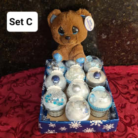 Snow Globe Set w/ White Chocolate Hot Cocoa + Plush Bear item