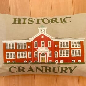 Handmade Cranbury Town Hall Pillow 12"x17" item