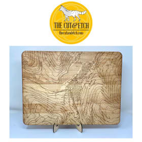 Custom Laser Engraved Map Cutting Board item