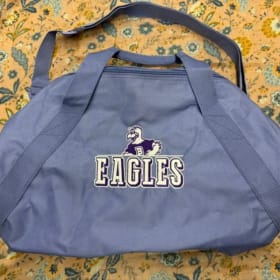 light purple duffel item