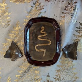 Christmas Tree Butter/Cream Cheese Dish and Spoon Rests item